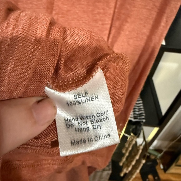 Mod Ref Asymmetrical Pink Tunic Dress with Tie Front 100% linen - Picture 6 of 7